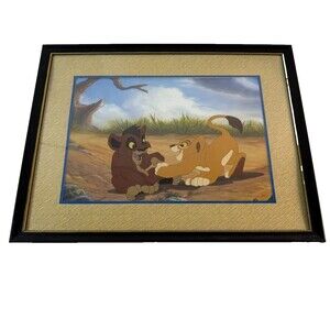 Disney Lithograph Print Simba The Lion King Black Frame